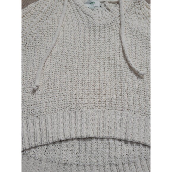 Aerie Cropped Cable Knit Hoodie Sweater Pull over size XS cream - Picture 5 of 6